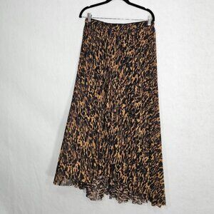 All Saints Cora Brown Animal Print Ambient Pleated Maxi Skirt 8